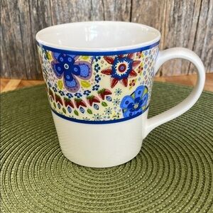 Starbucks |Floral & Strawberries |Blue/White |Ceramic Mug |Folk Art Design |2007